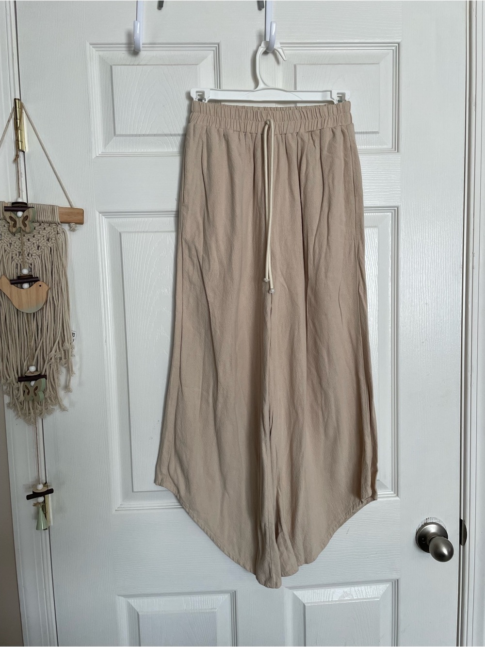 Shein Women’s XS Linen Blend Pants Asymmetrical Wide Leg Cropped